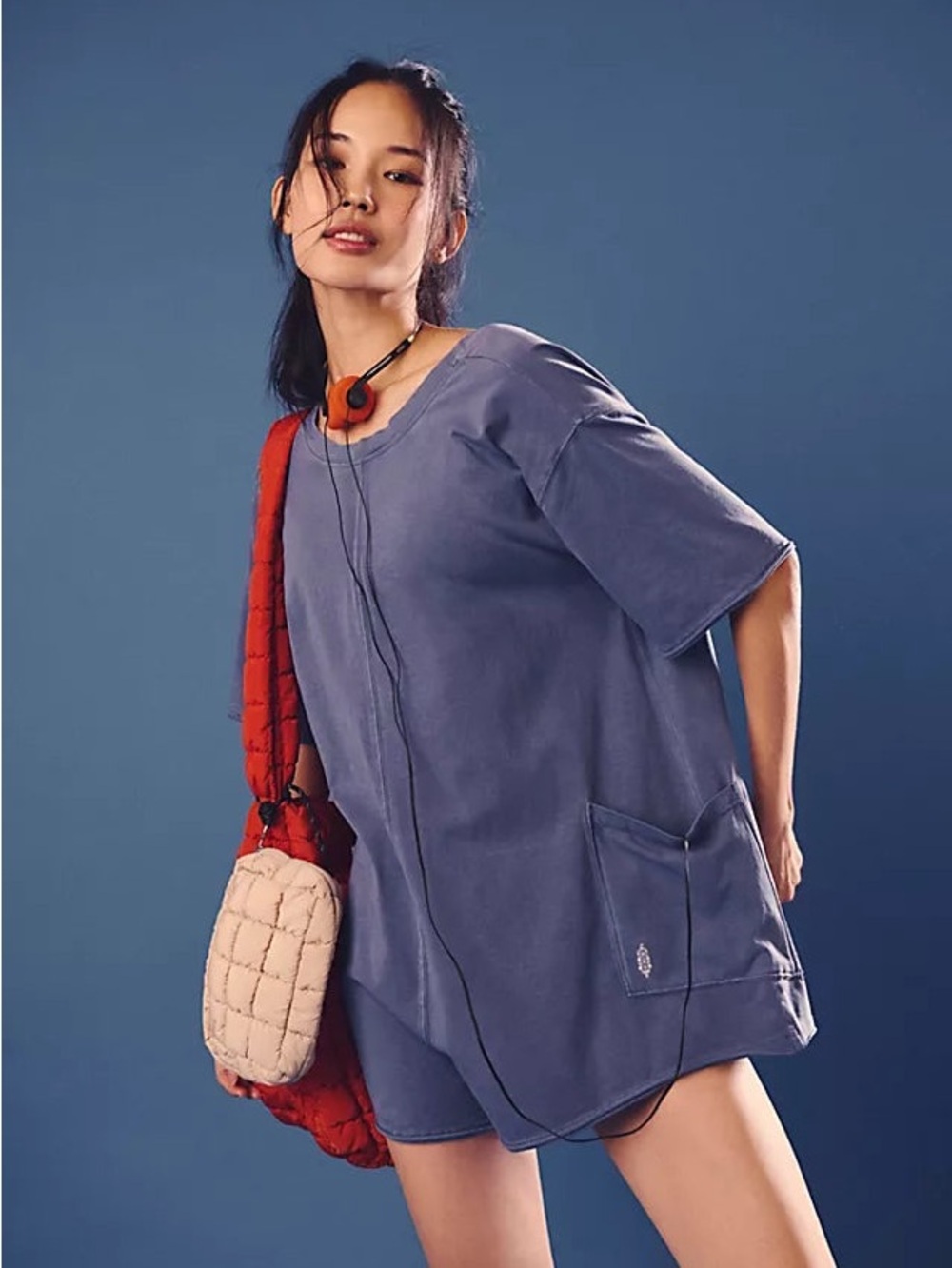 Free People Hot Shot Tee Romper In Skyline